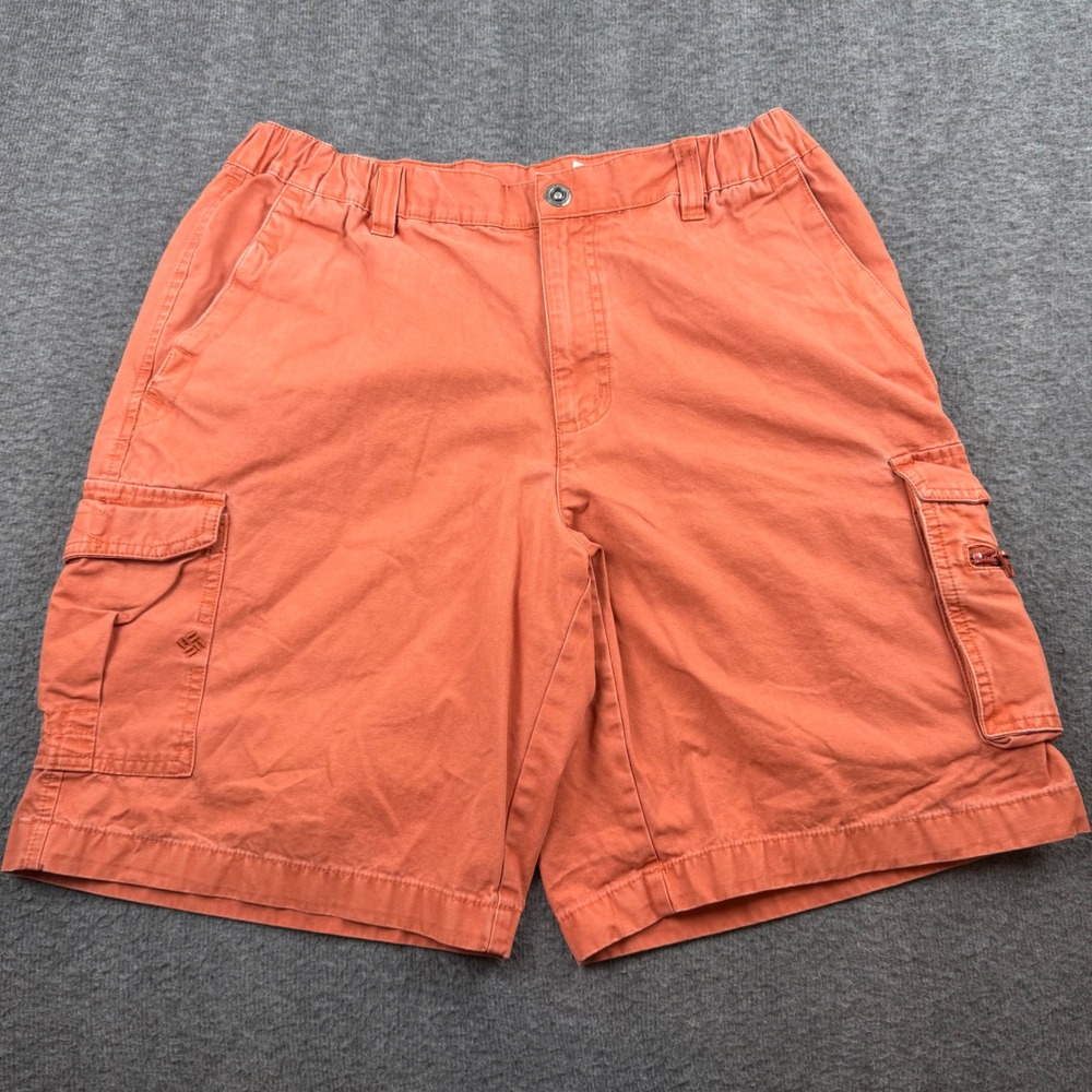 Columbia Cargo Shorts Men's Medium Orange XCO Cotton Outdoor Hiking Utility